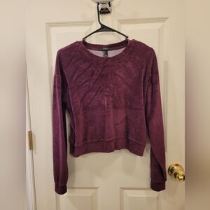 Velvet Wine Crop-Top Sweatshirt